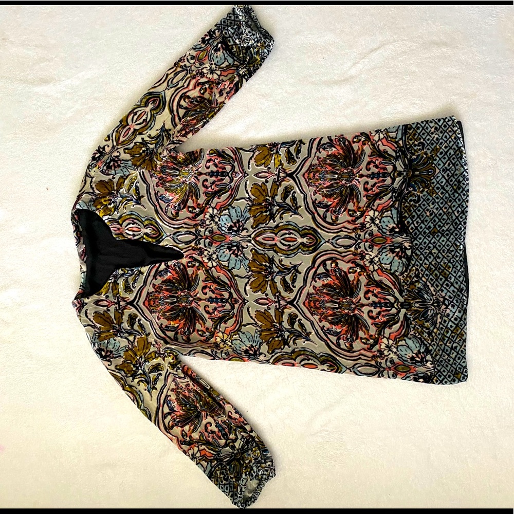 Ivory velvet floral dress